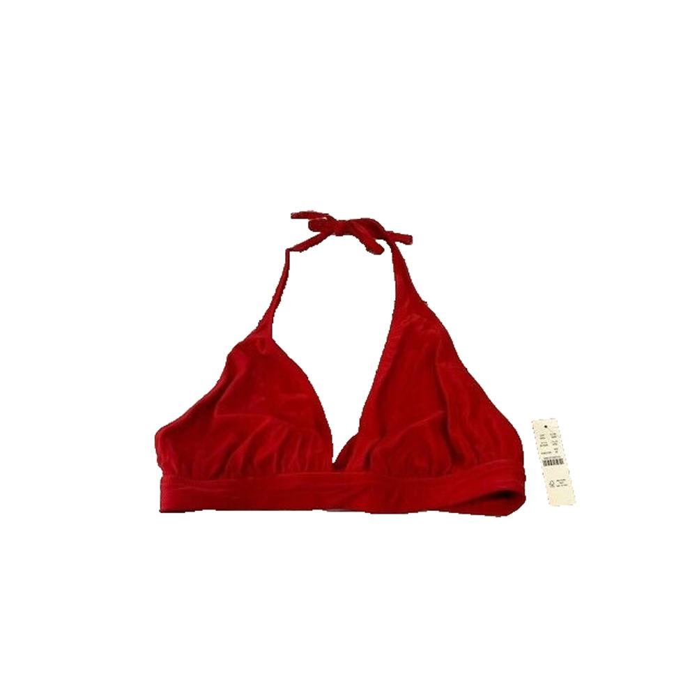 J.Crew Womens DD Halter Tie Neck Bikini Top Mesh Lined Beach Swim Red Size M NWT